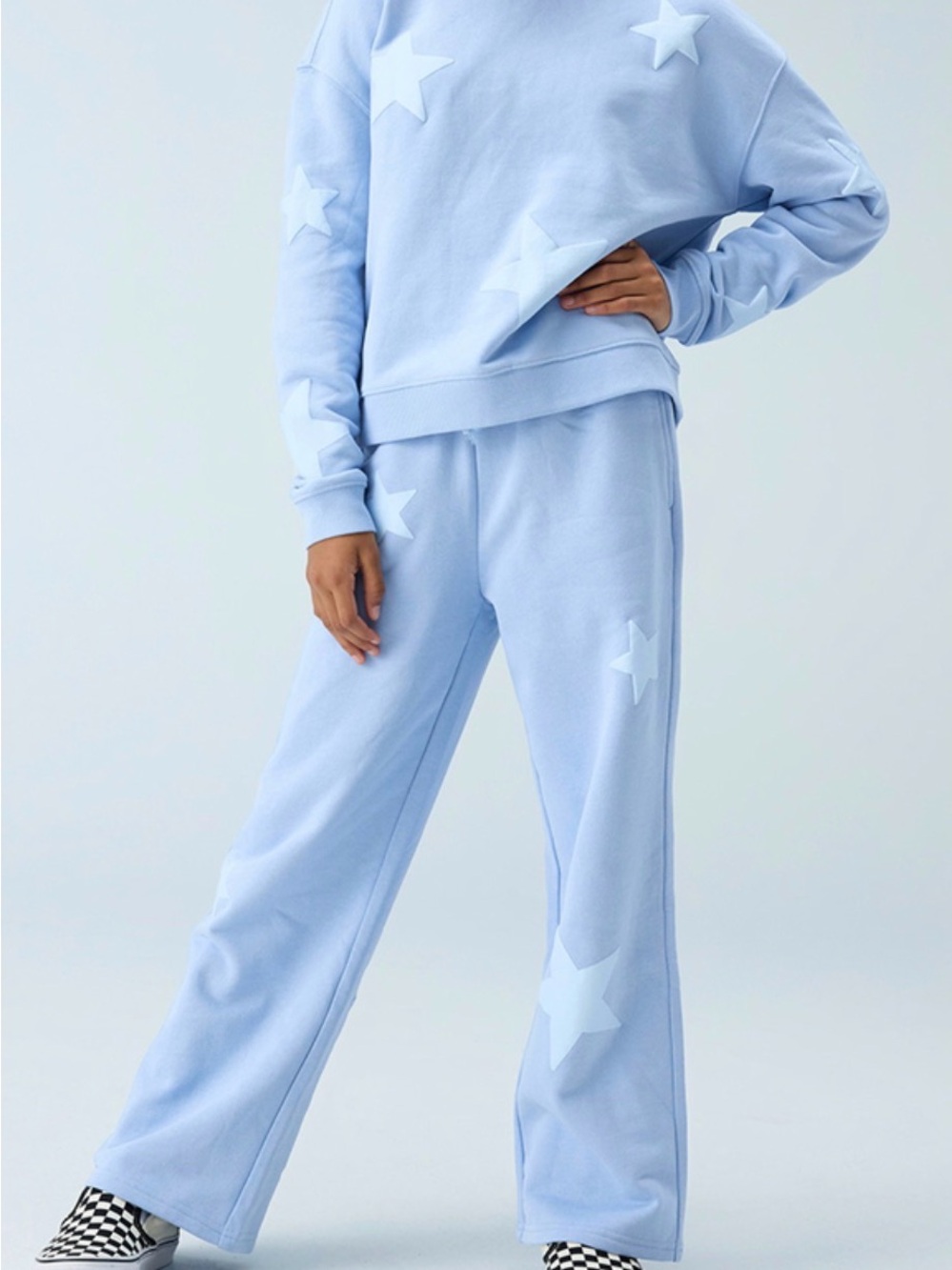 Full Tilt Light Blue Sweatshirt and Sweatpants Matching Set with White Stars